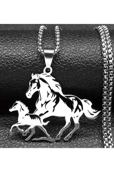 sarıyer silver Horse Model Double Running Horse Motif Stylish Design Suitable...