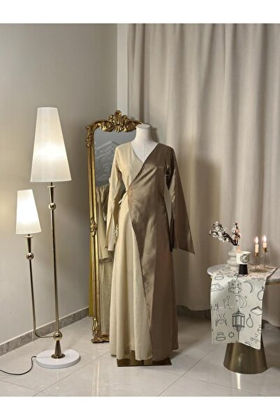 vanus fashion جلابية بيج بتصميم عصري أنيق 5477