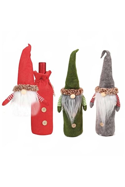 DELPI Set de capace pentru sticle de vin în formă de pitic, 3 pitici, 13x41 cm, multicolor