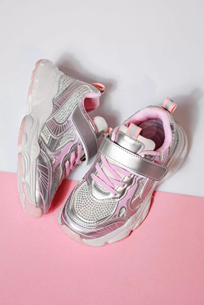 Zaira Adidasi copii argintii din piele ecologica Malina2 #21154 - 30