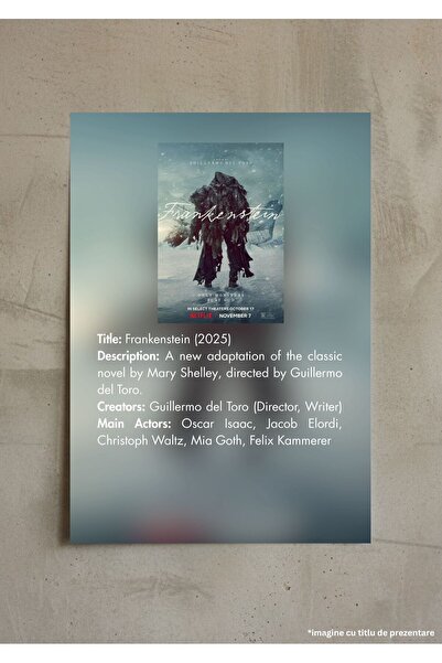 VreauPoster Frankenstein Infographic Poster G. del Toro (2025), Gothic Horror...