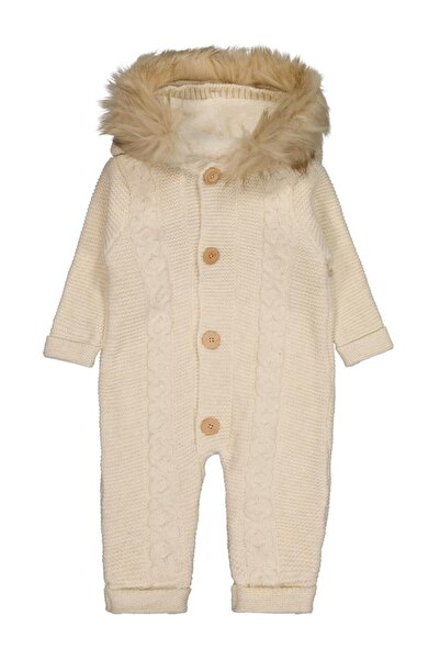 BEYBEK Kapşonlu 3-12 Ay Tulum - Ekru 6-9 Ay