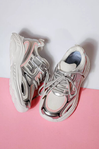 Zaira Adidasi copii argintii din piele ecologica Geo #21141 - 36