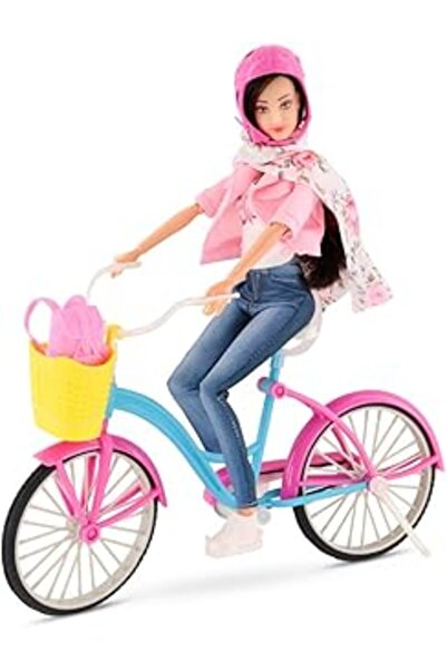 Fulla Doll with Bike and Helmet - Rolling Wheels, Fashion Outfit, Role-Play Set