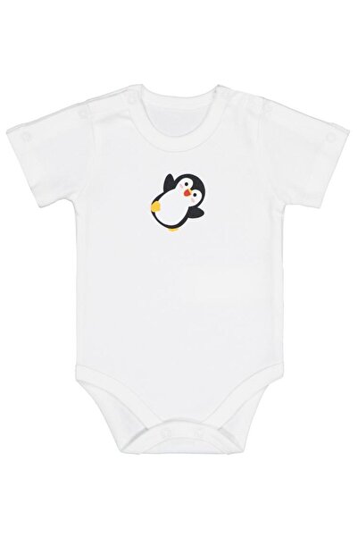 Civil Baby Penguin Printed Snap Fastener Badi - Ecru Premature