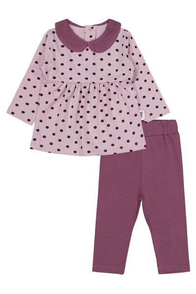 Civil Baby Collared Poinsettia Printed 6-18 Months Set - Lilac 12-18 Months