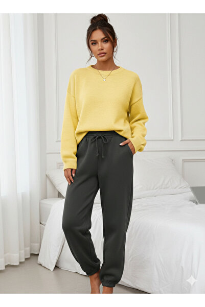 FAVORİST طقم من قطعتين (سترة ناعمة وبنطلون رياضي ثلاثي الخيوط) ملابس نسائية