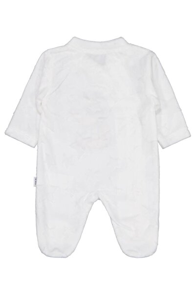Minidamla Elephant Embroidery Zippered 1-6 Month Jumpsuit - Ecru 6-9 Months