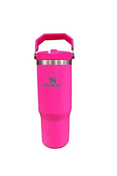 Generic Stanley Large Insulated Stainless Steel Tumbler with Handle – 30oz Hot & Cold Travel Mug in Pink