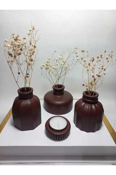 emilysamy Modern Minimal Vase Set of 3, Home & Office Gift, Decorative Object, White