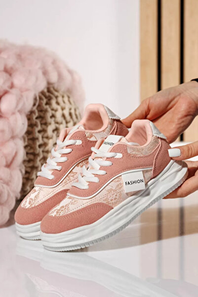 Zaira Ροζ παιδικά πάνινα παπούτσια από υφασμάτινο υλικό Freya #21036