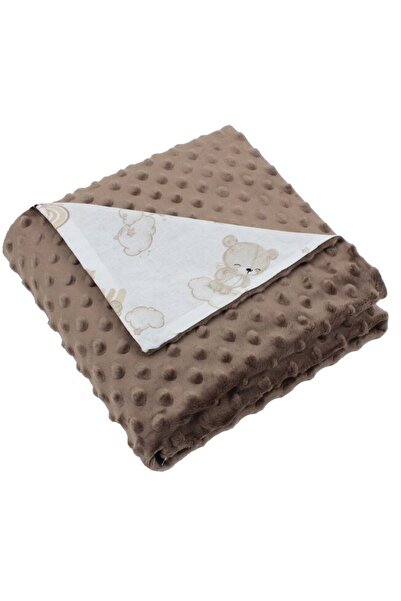 PRICHINDEL Pătură pentru bebeluși Minky - Teddy on Cloud (crem), revers din b...