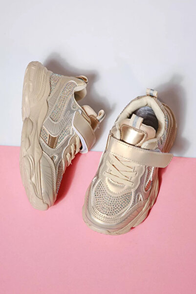 Zaira Μπεζ παιδικά πάνινα παπούτσια από οικολογικό δέρμα Malina #21149 - 25