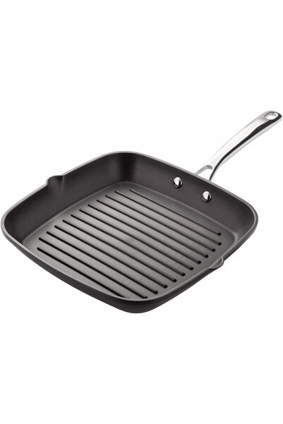 STELLAR - Tigaie grill York, aluminiu, 45,3x26x6 cm, negru/argintiu