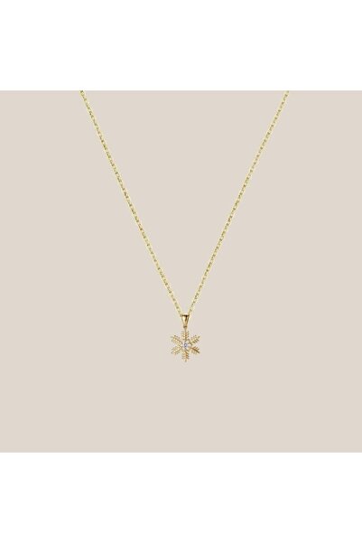 Altıntaş Taşlı Kar Tanesi Altın Kolye