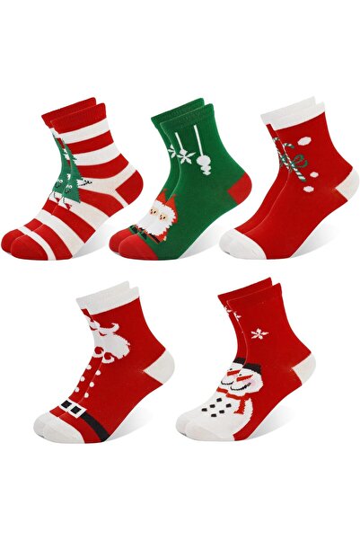 Generic Krauad 5 Pairs Kids Christmas Socks, Warm Winter Cozy Socks for Kid Boy Girl