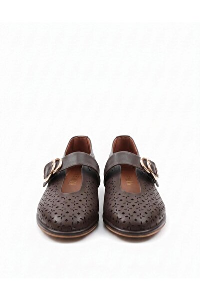 EMIENZA Senpera Lazer Detaylı Yuvarlak Burun Vegan Deri Babet