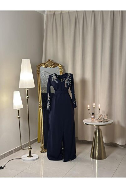 vanus fashion جلابية كحلية بتصميم عصري وأنيق 5506