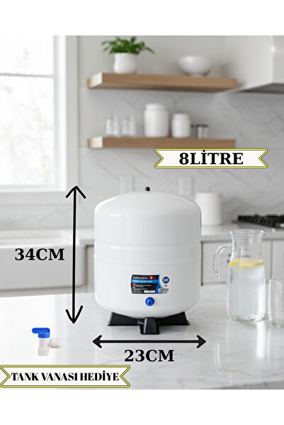 Waters Su Arıtma Cihazı Metal Tank Su Deposu 8 Litre 2.2 Galon Tank Vana Hedi...