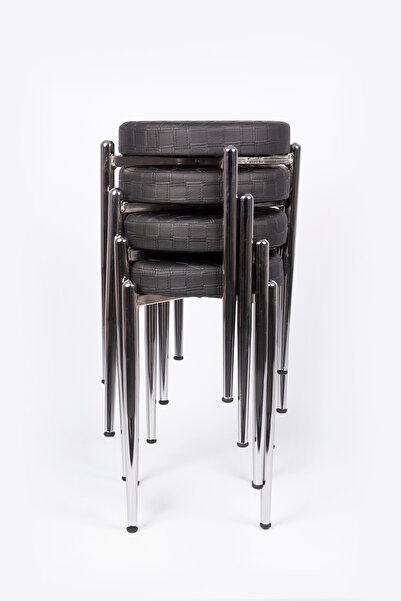 ekipmetal TABURE 4 ADET DERİ SİYAH