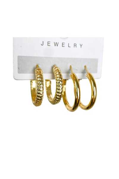 Jewelliss طقم أقراط نسائية من الفولاذ مكون من قطعتين، أقراط دائرية مسننة، أقر...