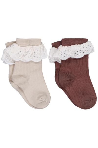 Civil Baby Set of 2 6- Baby Girl Socks with Lace Accessories - Standard 6 Months