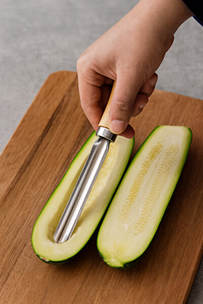 DailyHome Ahşap Saplı Paslanmaz Çelik Kabak Oyacağı – Dolma İç Oyma Aparatı