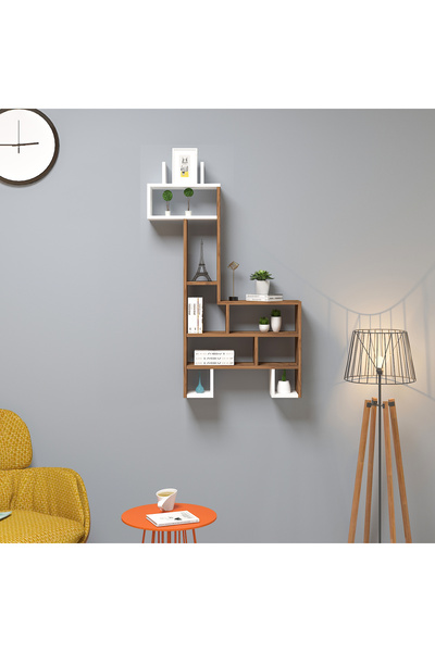 Ninnimo Zürafa Tasarımlı Ceviz Beyaz Duvar Kitaplığı