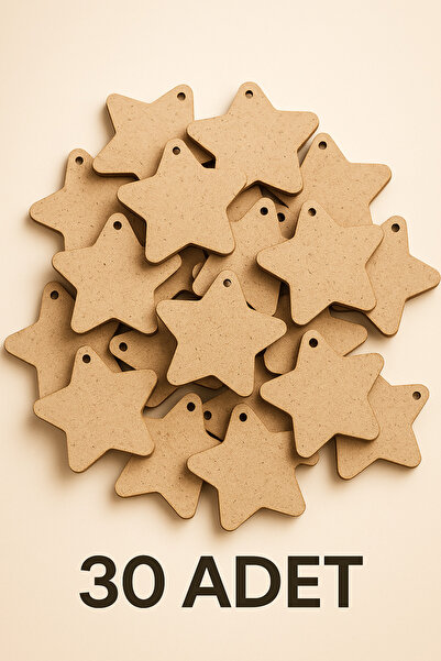 birlazer Yıldız Figürü Obje Ahşap Ham Mdf 5 cm 30 adet