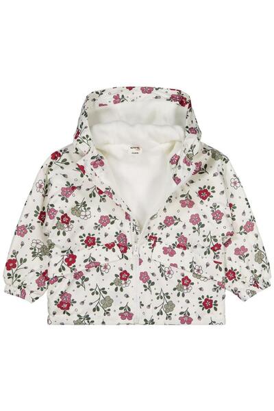 Civil Baby Çiçek Printed Raincoat with Fleece Inside for 6-18 Months - Ecru 9-12 Months