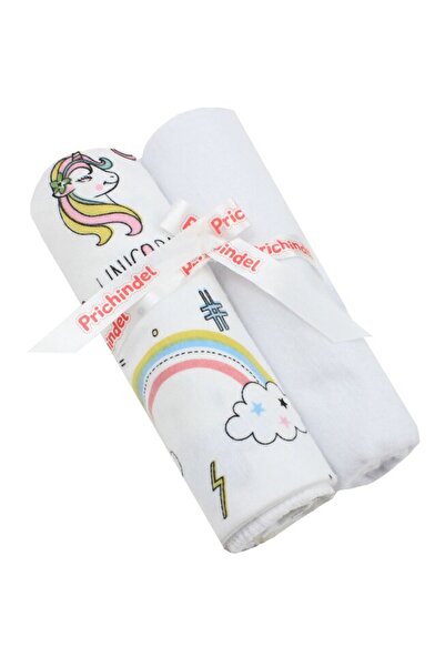 PRICHINDEL Set de 2 scutece din flanel de bumbac, Unicorn, Multicolor, 80 x 7...