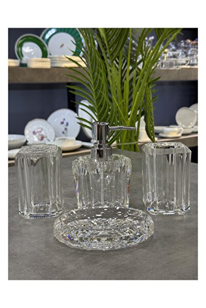 Doğudeko طقم حمام فاخر من الأكريليك مكون من 4 قطع شفاف