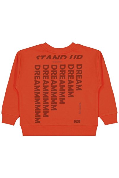 Civil Boys Peace Quıet Printed 6-9 Years Old Sweatshirt - Orange 8-9 Years Old