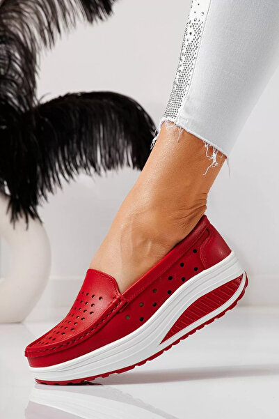 Zaira Pantofi casual dama rosii din piele naturala Adelina #21532