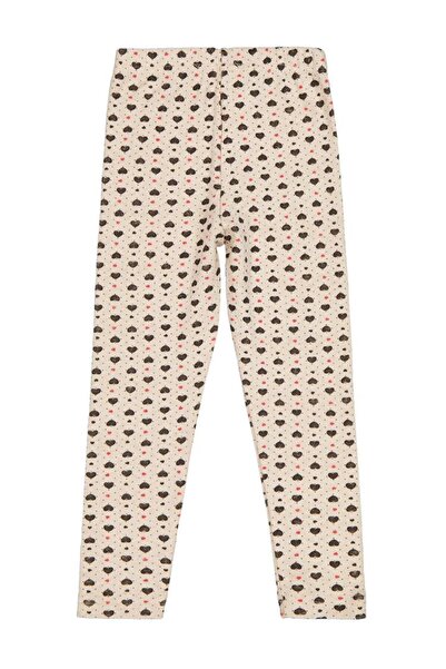 Civil Girls Heart Patterned Leggings for Ages 6-9 - Ecru 6-7 Years