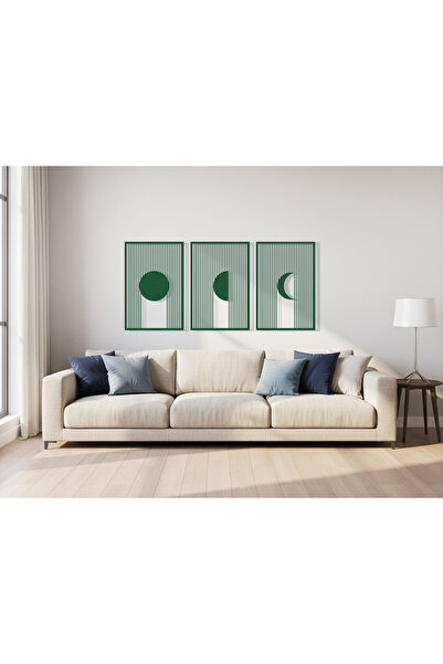 KEYWEL 3 Parça Modern Minimalist Çizgisel Ahşap Tablo Seti | Dekoratif MDF
