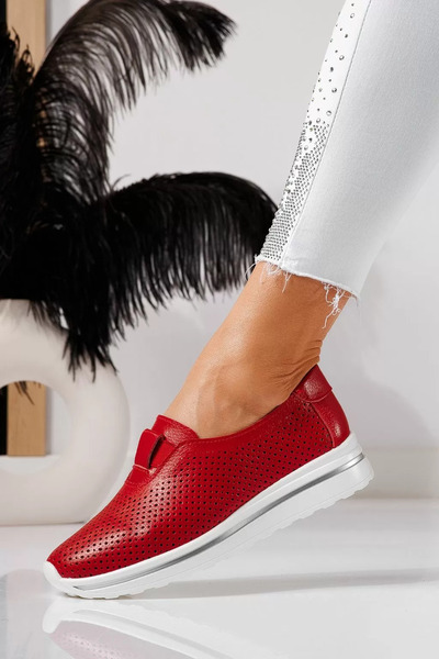 Zaira Pantofi casual dama rosii din piele naturala Larisa #21550