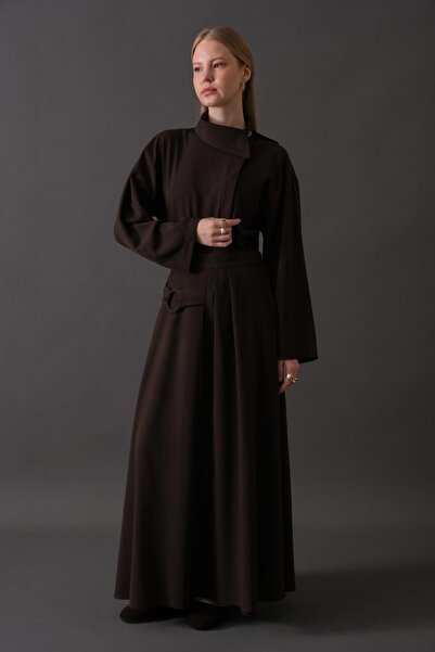 ZÜLAYS Toka Detaylı Etek Acı Kahve