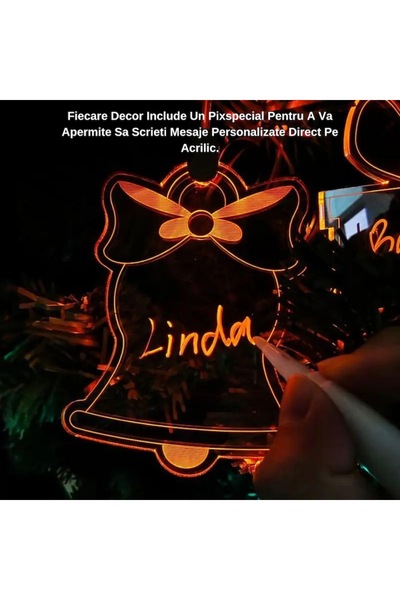 OEM Clopoțel de Crăciun cu mesaje personalizate, 3 moduri de iluminare RGB, p...