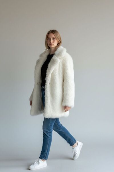 WYNA BOUTİQUE Women's Oversize Long Fur Coat
