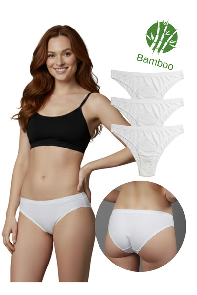 Hmd 3-Piece Women's Bamboo White Panties Set Flexible and Soft
