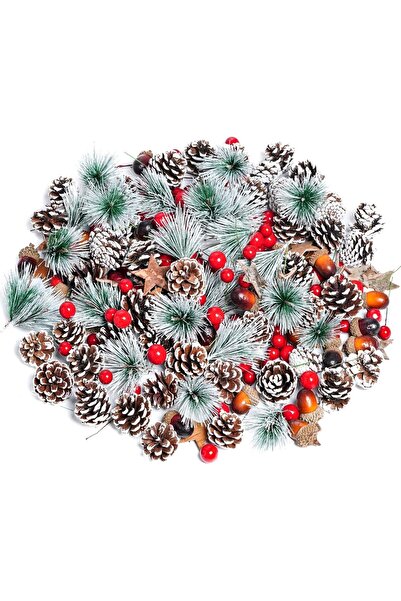 ORCHID M مجموعة من 108 قطعة من مخاريط الصنوبر الاصطناعية وأغصان الصنوبر، وثما...