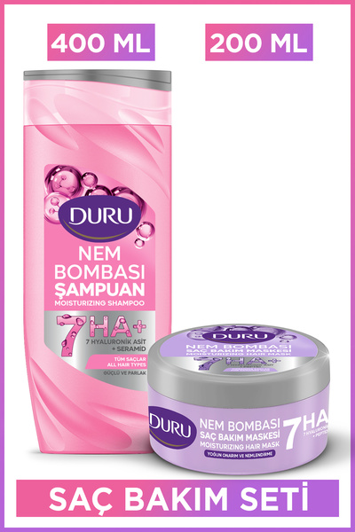 Duru Nem Bombası Tüm Saçlar için Şampuan & Yoğun Onarıcı ve Nemlendirici Saç ...