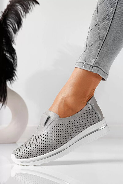 Zaira Women's gray casual shoes made of natural leather Larisa #21552 - 41