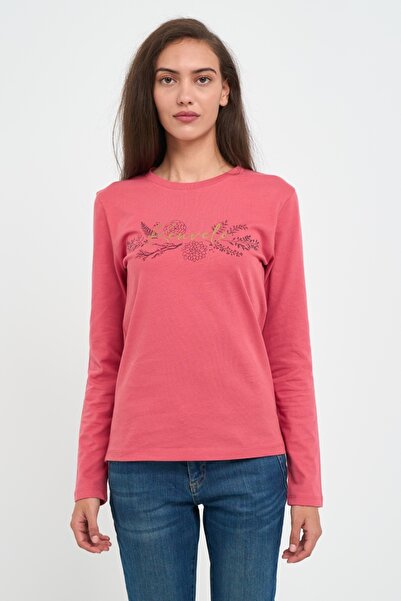 KVL by KENVELO Tricou dama cu maneca lunga cu imprimeu logo mentionat