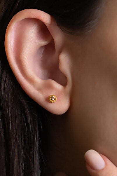 Bayar Gold 14 Ayar Altın Minimal Kalemli Küpe