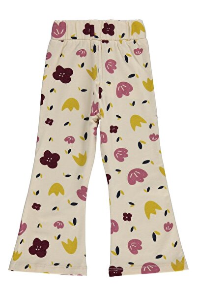 Civil Girls Glitter Flower Printed 2-5 Years Old Tights - Elephant Ivory 3-4 Years Old