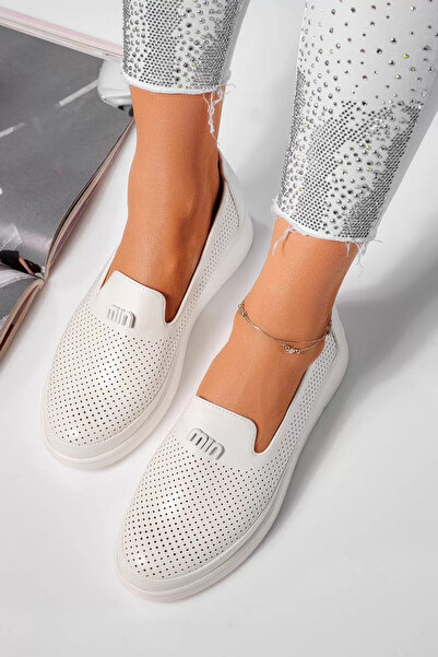 Zaira Pantofi casual dama albi din piele ecologica Janet #21645