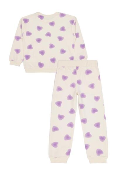 Civil Girls Kalp Printed 6-9 Years Old Tracksuit Set - Ecru 6-7 Years Old