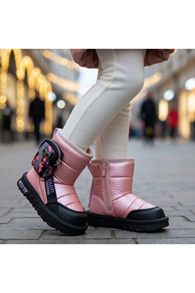 OEM Cizme îmblănite pentru copii, cu aplicație pușculiță decorativă, termice ...